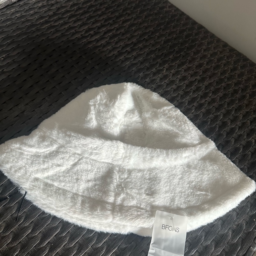 White Fuzzy Kids Bucket Hat